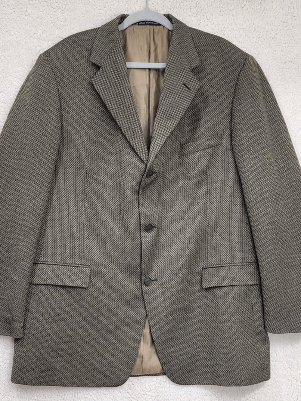Pierre Cardin Men's 46L Vintage Wool Sport Coat Blazer Brown Tweed Colombia